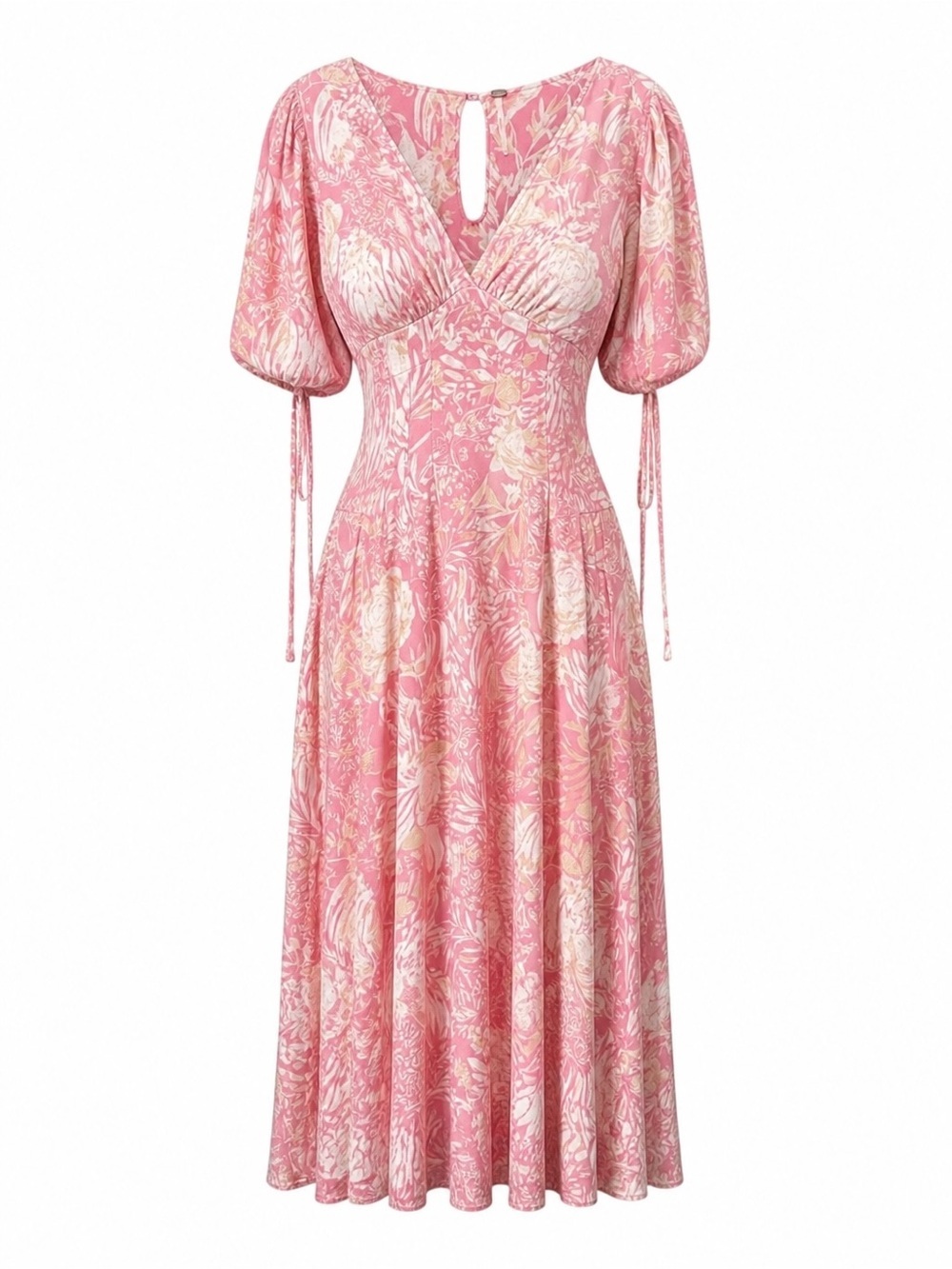 Free People Forever Always Midi Dress Ruffle Boho Romantic Flowy Pink Sz 10